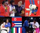 Πόντιουμ τζούντο γυναικών - 52 kg, Kum Ae μια (Βόρεια Κορέα), Yanet Bermoy Acosta (Κούβα), Rosalba Forciniti (Ιταλία) και Priscilla Gneto (Γαλλία)
